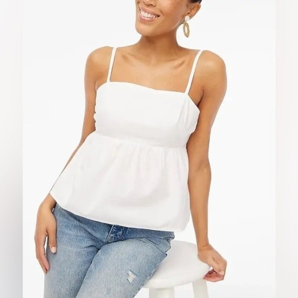 J. Crew Factory Top Blouse Womens 0 White Tie-Back Strappy Peplum Open Back New